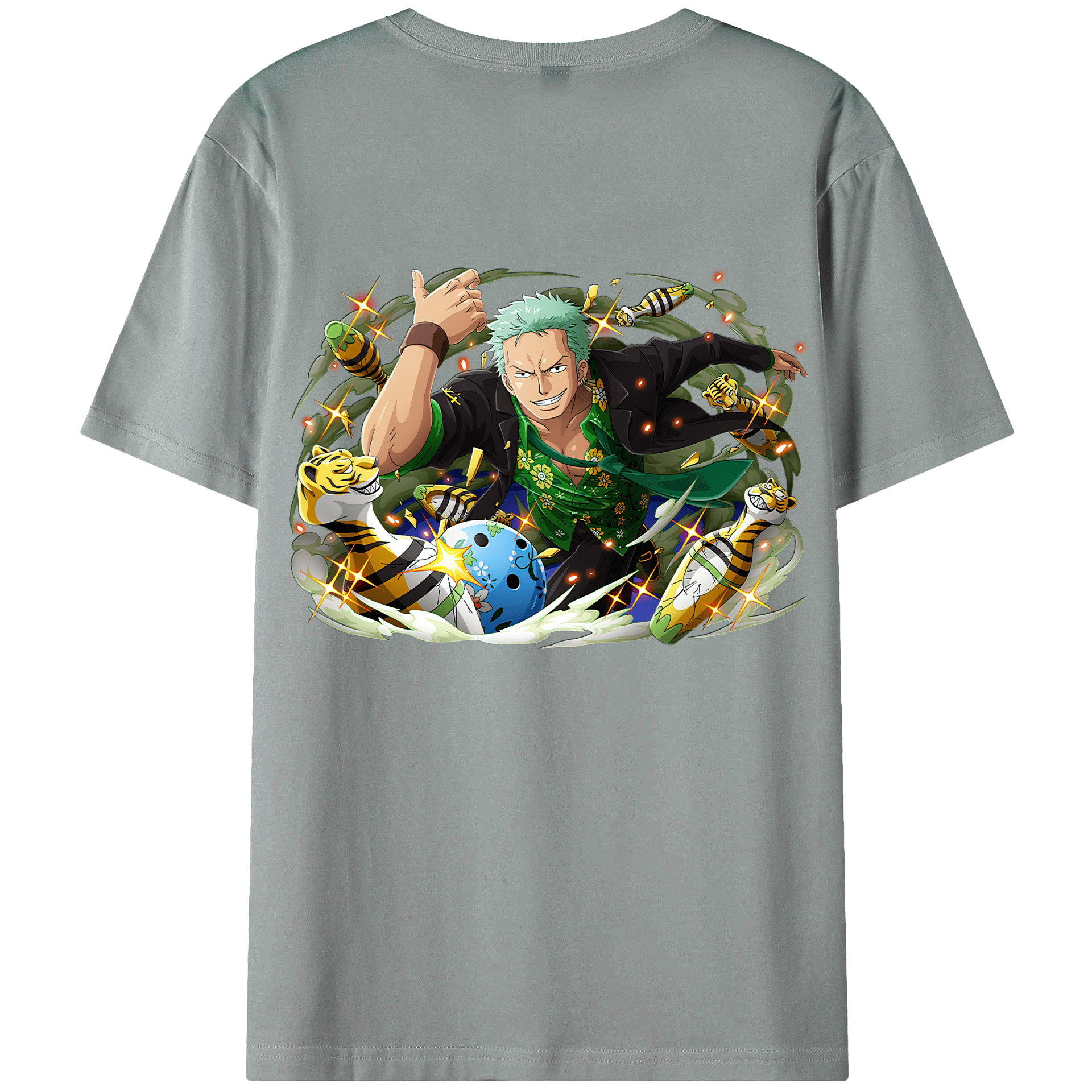 ワンピース ロロノア・ゾロ ONE PIECE Roronoa Zoro 綿100％ メンズ半袖Tシャツ（バックプリント） 通気性
